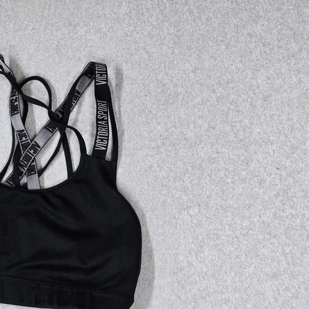 Victoria's Secret Women Sports Bra XL Black Wireless Jersey Racerback